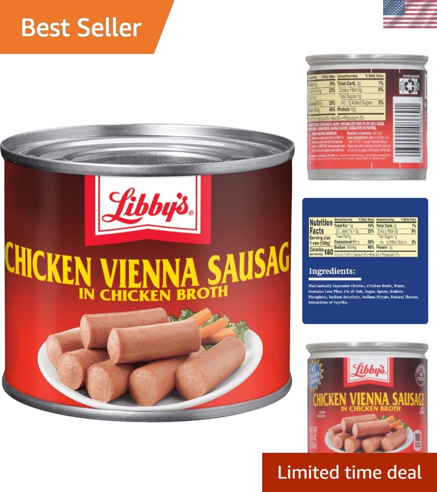 Chicken Vienna Sausages in Chicken Broth – Protein-Packed Snack, 4.6 OZ (6 Pack)