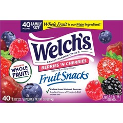 Welch’s Fruit Snacks Berries N Cherries 0.8 oz Box 40 Count Packed With Vitamins