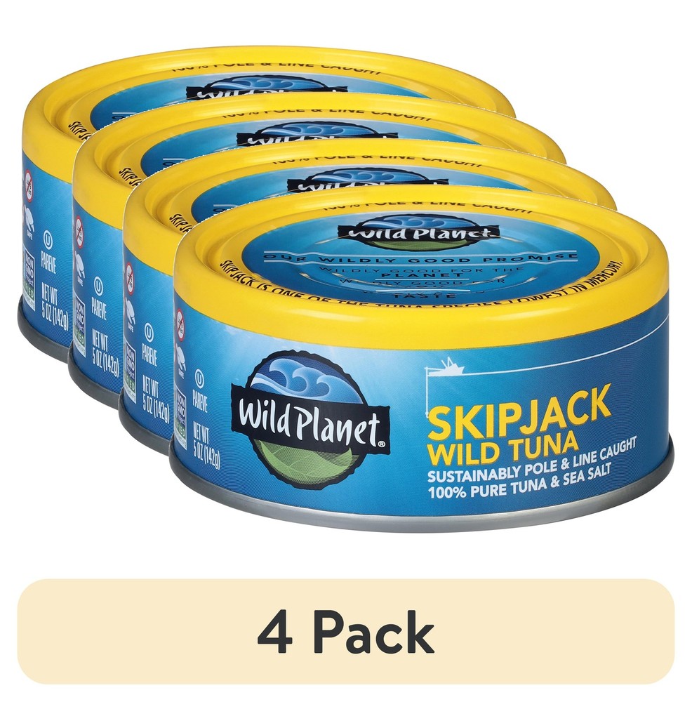 (4 pack) Wild Planet Skipjack Wild Tuna with Sea Salt, 5 oz Can