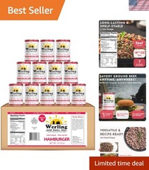 Pack of 12 Werling Meats Fully Cooked Ground Beef – Easy Heat & Eat Convenience