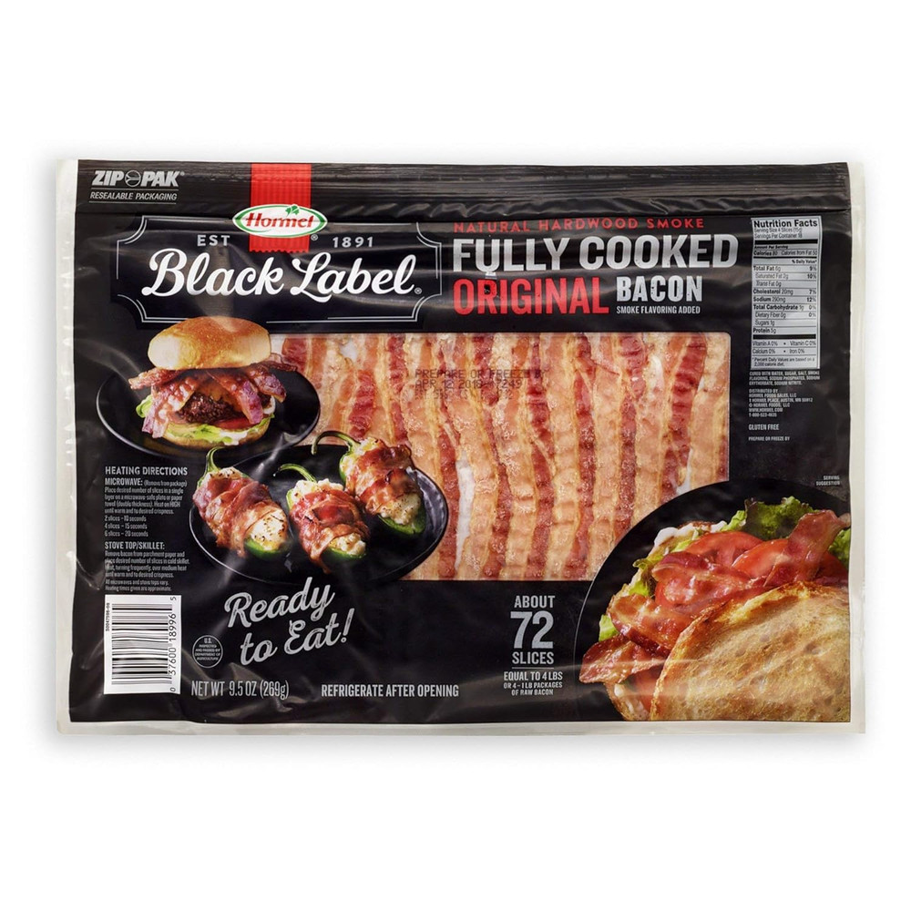 Black Label Fully Cooked Bacon (72 Slices) – PACK of 2
