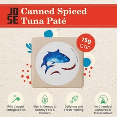 Canned Spiced Tuna Paté Wild Caught Portuguese Tuna, Tinned Fish Paté, 75g Can