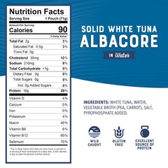 Chunk White Albacore Tuna in Water, 2.5 oz Pouches (Pack of 12) – Ready to Ea…