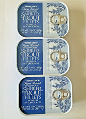 3 Trader Joe’s Smoked Trout Fillets in Oil Skinless 3.9 oz Each Tin x 3 Cans