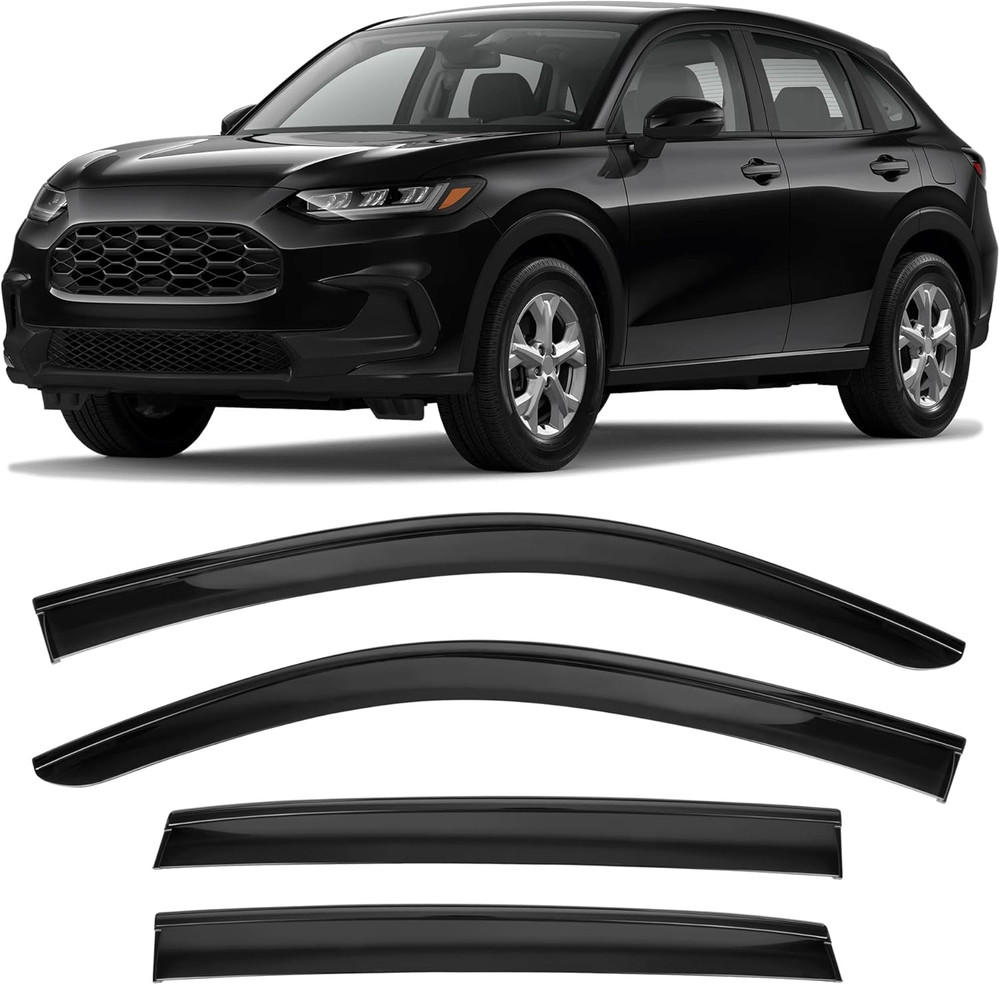 Shatterproof Taped-On Window Deflectors for Honda HR-V 2023-2025 with Black Trim