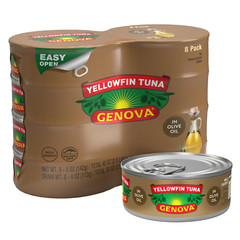 Genova Premium Yellowfin Tuna in Olive Oil, 5 Ounce Cans (Pack of 8), Wild Caugh