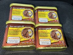4 Tins Sealed MAPLE SPAM 12 oz Aluminum Cans, Canned Meats Hormel Pork Yum 7/26