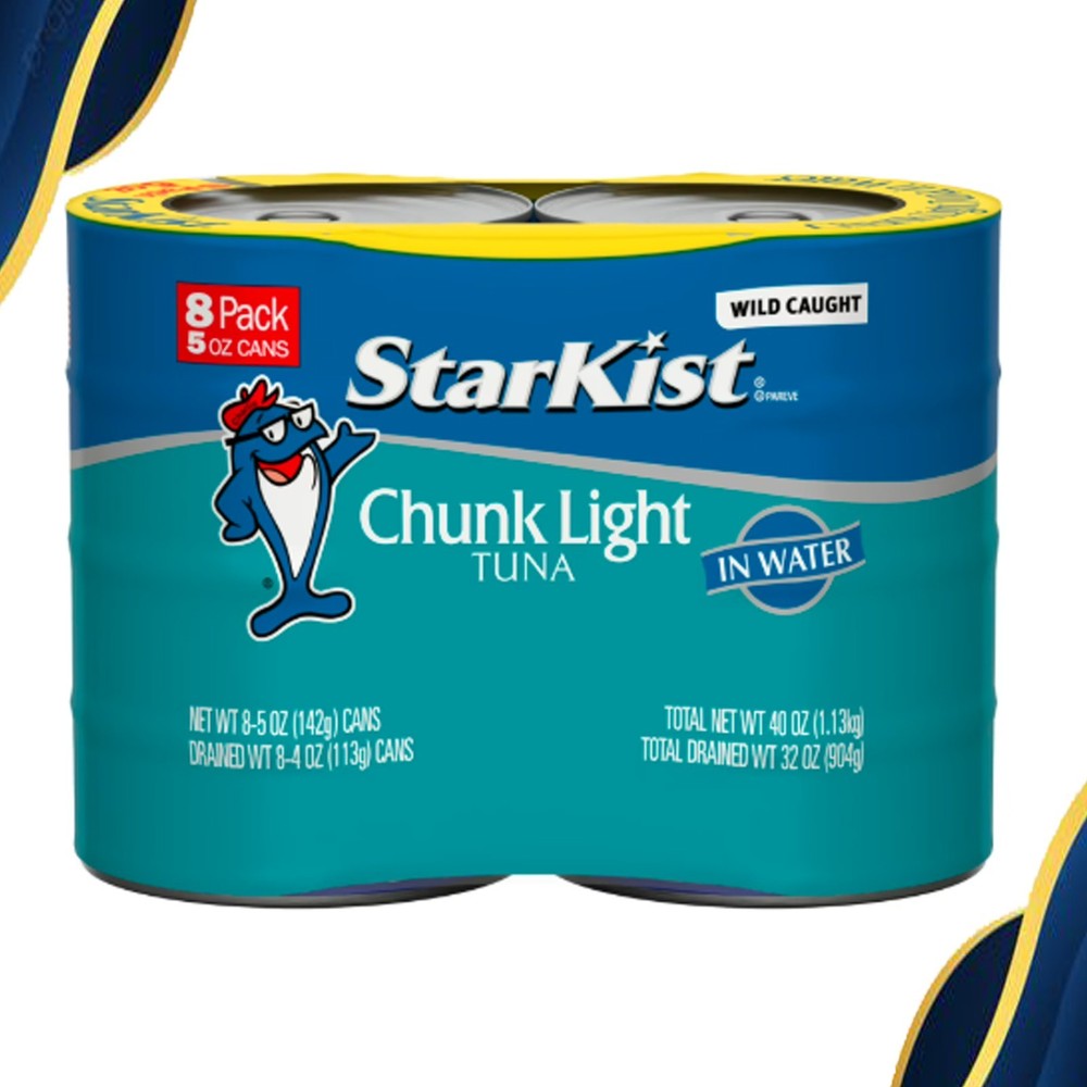 StarKist Chunk Light Tuna in Water, Wild Caught, 20g Protein, 5 oz, 8 Cans