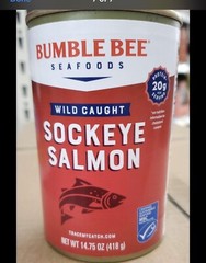 Delicious WILD CAUGHT Bumble Bee SOCKEYE Salmon, 14.75OZ(PACK 5)best By 07/2027