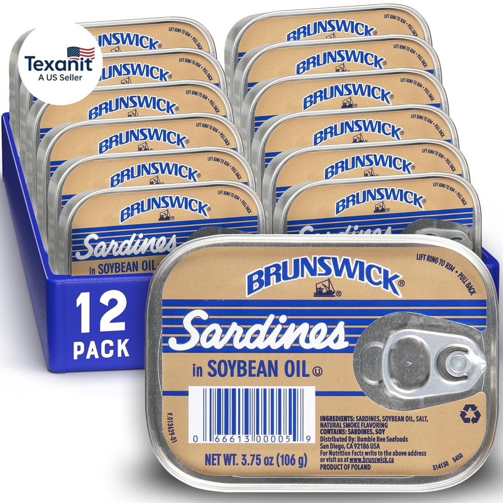 Wild Caught Sardines in Soybean Oil, 3.75 Oz Can (Pack of 12) – 14G Protein per