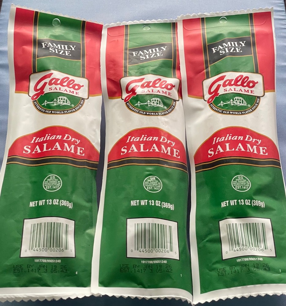 3 GALLO ITALIAN DRY SALAME Family Size Salami 13 oz each x 3 FRESHEST FREE SHIP