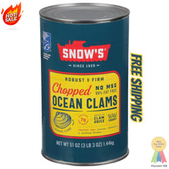 Snow’s Ocean Chopped Clams Canned, 51 oz Can – 7g Protein per Serving – Gluten F