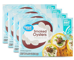 (4 pack) Great Value Smoked Oysters, 3.75 oz