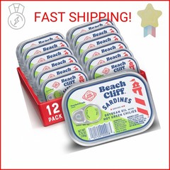 Beach Cliff Wild Caught Sardines in Soybean Oil with Hot Green Chilies, 3.75 oz