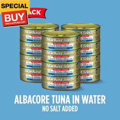 Selects No Salt Added Chunk White Albacore Tuna in Water, 4.5 oz (12 Pack) Canne