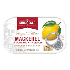 King Oscar Mackerel in Olive Oil with Lemon, 4.05 Ounce Cans (Pack of 12), Skinl