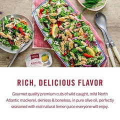 Mackerel in Olive Oil with Lemon, 4.05 Ounce Cans Pack of 12, Packaging May V…
