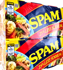 Hormel SPAM 25% Less Sodium 8 Count x 12 Oz EXP 07/2028