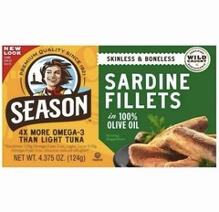 Season Skinless & Boneless Sardines in Olive Oil, 12-count, Total 52.5 oz
