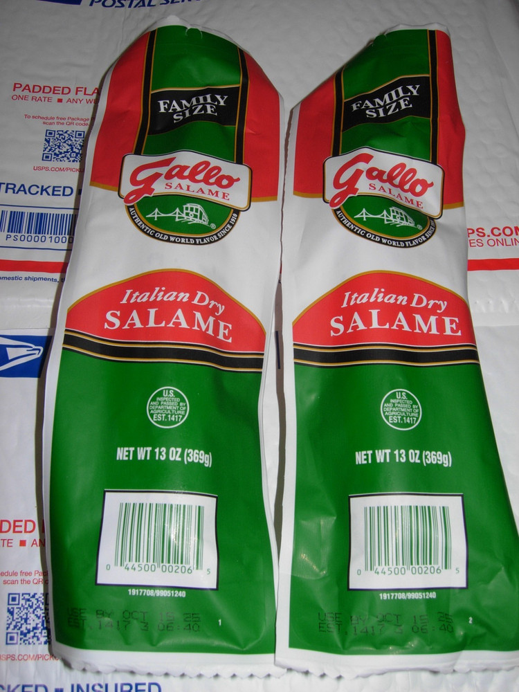 2- PACK GALLO ITALIAN SALAMI DRY SALAME “Family Size” 13 Oz Each Fast & Fresh