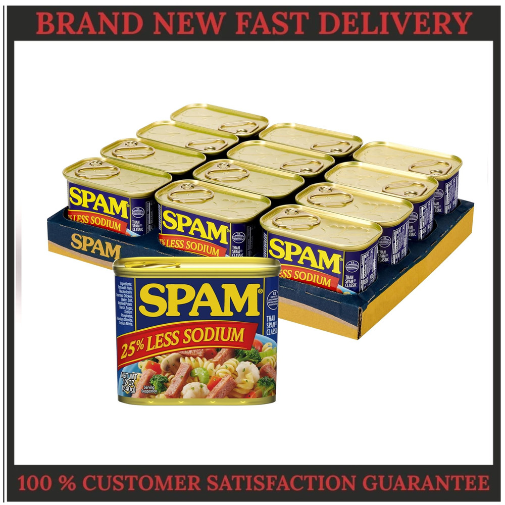 SPAM 25% Less Sodium Canned Meats, 12 oz Cans, 12 Pack