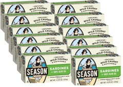 Season Sardines in Pure Olive Oil, 4.375-Oz Cans (2 Packs Of 6) 12 Cans