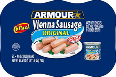 Armour Star Vienna Sausage, Original Flavor, Canned Sausage, 4.6 Oz (Pack of 6)