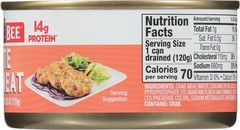 Bumble Bee White Flake Crab Meat in Water 6oz Can Wild Caught