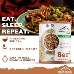 MOUNTAIN ESSENTIALS Fully Cooked Ready to Eat Canned Beef 28 Oz | Pack of 12