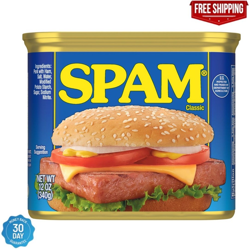 12 Ounce Pack of 12 SPAM Classic Canned Luncheon Meat Fully Cooked 180 Calories