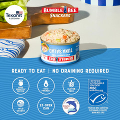 Snackers – Tuna Salad, 3 Oz Easy Open Can – 9G Protein per Serving – Wild Caught