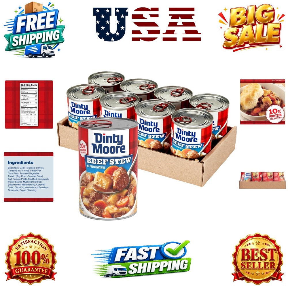 Beef Stew, 15 oz 8 Pack, Fully Cooked & Ready-To-Eat with Fresh Potatoes & Ca…