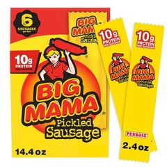 Tangy Big Mama Pickled Sausages, 10g Protein per 2.4oz Sausage – 6 Count
