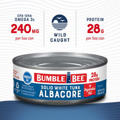 Bumble Bee Solid White Albacore Tuna in Oil, 5 oz Can – Wild Caught Tuna
