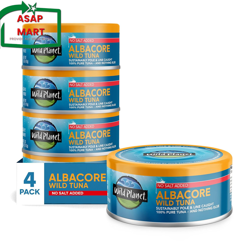 Wild Planet Albacore Wild Tuna, No Salt Added, Canned Tuna, Pole & Line Caught,