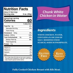Canned Chicken Breast with Rib Meat in Water – 11g Protein per Serving – Glut…