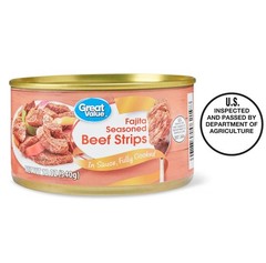 Great Value Fajita Seasoned Beef Strips in Sauce, 12 oz Can