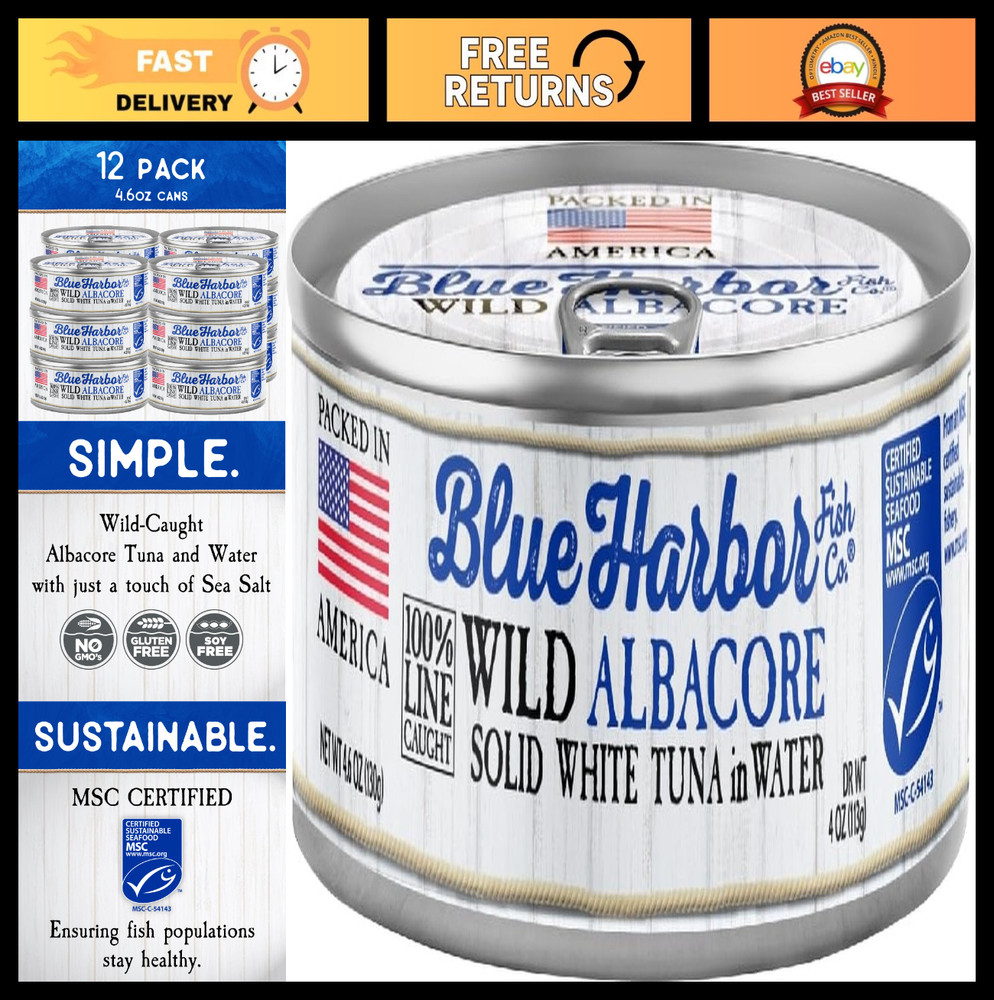 Wild Albacore Solid White Tuna in Water with Sea Salt – 4.6 oz Can, 12 Pack