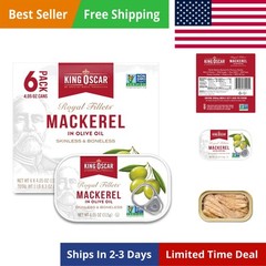 Mackerel in Olive Oil, 4.05 Ounce Can Pack of 6, Packaging May Vary, Skinless…