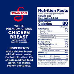 Swanson White Premium Chunk Canned Chicken Breast in Water, Fully Cooked Chicken