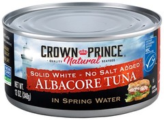 Crown Prince Natural Solid White Albacore Tuna in Spring Water, No Salt Added…