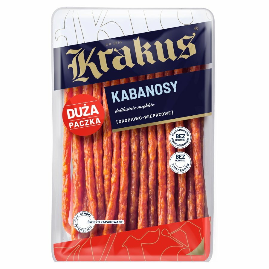 3 x Krakus Kabanos CHICKEN & PORK Sausage Snack Smoked 3 x 250g