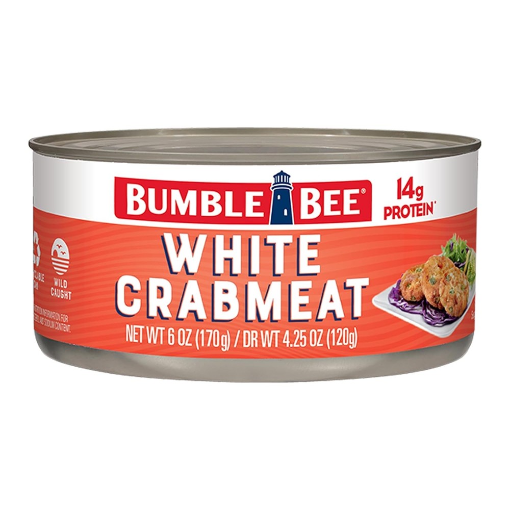 Bumble Bee White Flake Crab Meat in Water, 6 oz Can – 14g Protein & 1g Carb Per