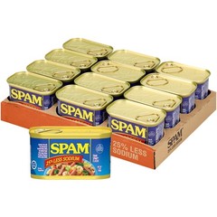 SPAM 25% Less Sodium, 7 oz Cans (Pack of 12) – Fully Cooked, Shelf-Stable,