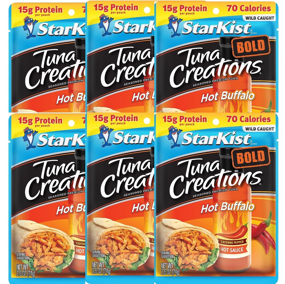 Starkist Tuna Creations Bold HOT BUFFALO Seasoned Cayenne Pepper 2.6 oz 6 Pack