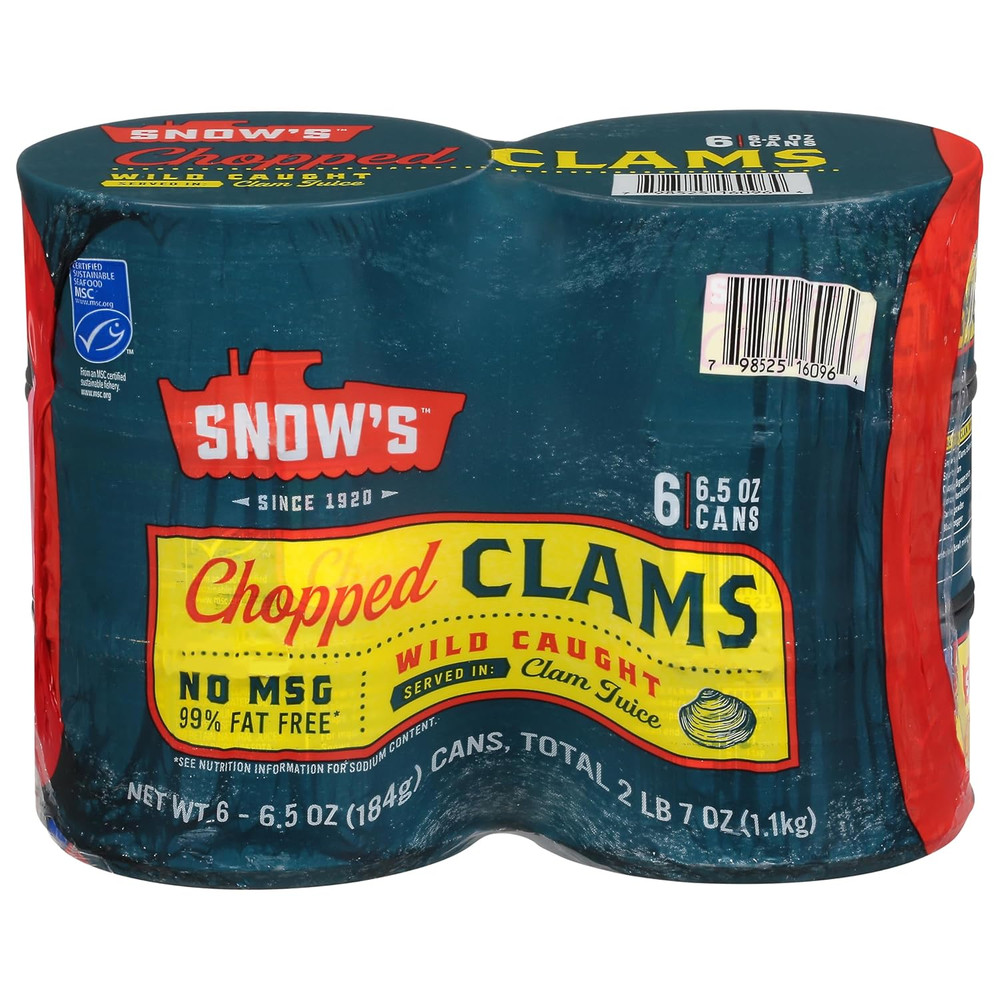 Snow’S Wild Caught Chopped Clams Canned, 6.5 Oz Can (Pack of 6) – 5G Protein per
