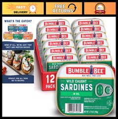 Wild Caught Sardines in Oil, 3.75 oz Tin (Pack of 12) – Gluten Free, Keto, Koshe