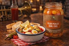 Green Jay Gourmet Cajun Pickled Quail Eggs in a Jar Fresh Hand Jarred for Cooki