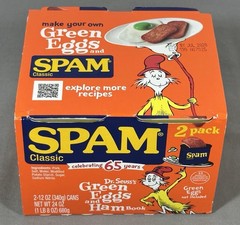 Spam Classic Green Eggs And Ham LIMITED EDITION Two 12oz Cans 7/2028