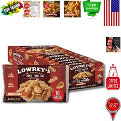 1.75oz Bacon Curls Pork Rinds – 18 Pack of Crispy, Low-Carb Treats